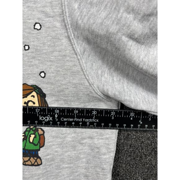 Peanuts Sweatshirt Womens Size M Gray Snoopy Gang Christmas Cotton Crew Neck - Picture 7 of 7